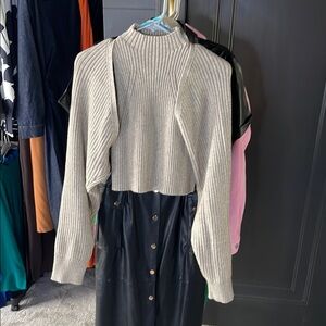 Love Bonito Ribbed Oat turtleneck and shrug set